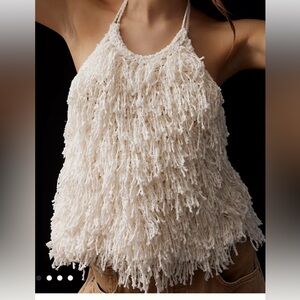 By Anthropologie Cotton-Blend Shag Sweater Halter Top